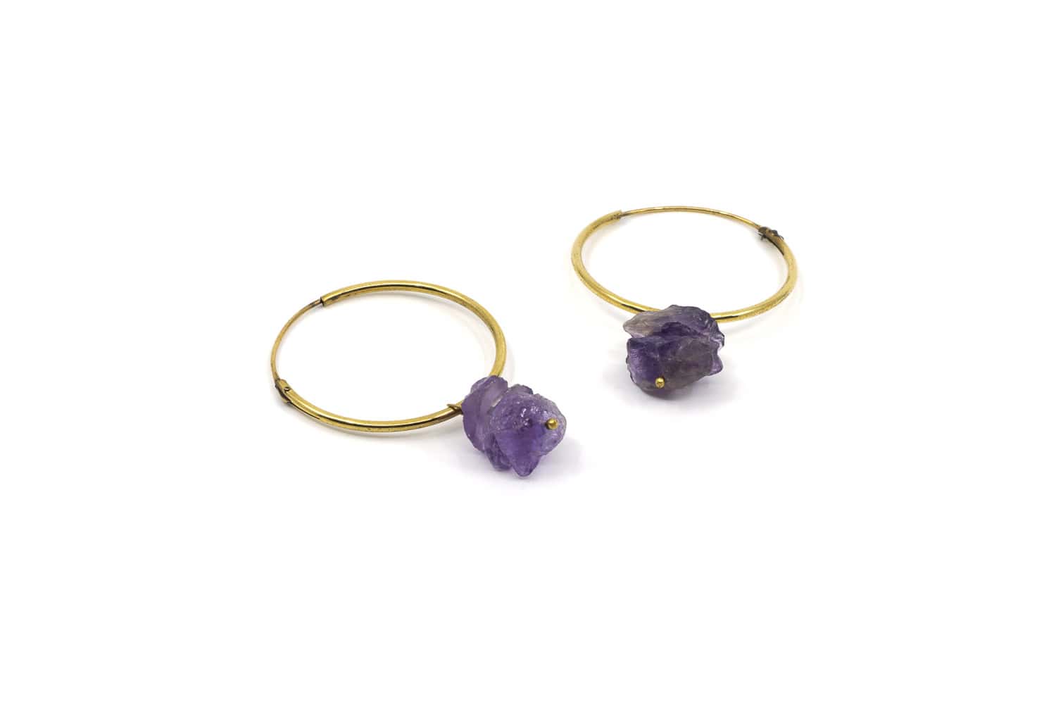 Ohrring Creole aus Messing mit dem Halbedelstein Amethyst
