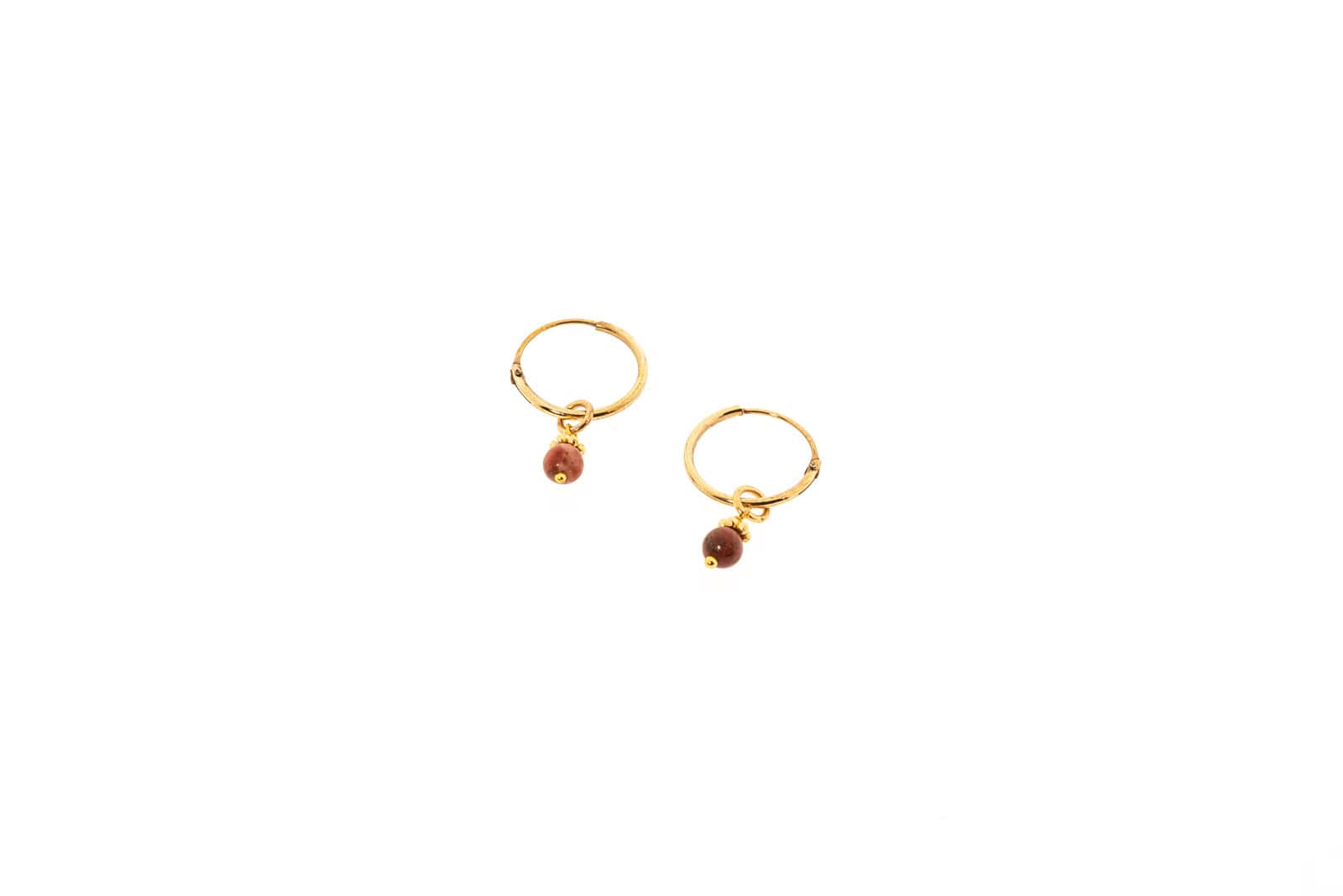 Ohrring aus nickelfreiem Messing mit einem Halbedelstein roter Jaspis