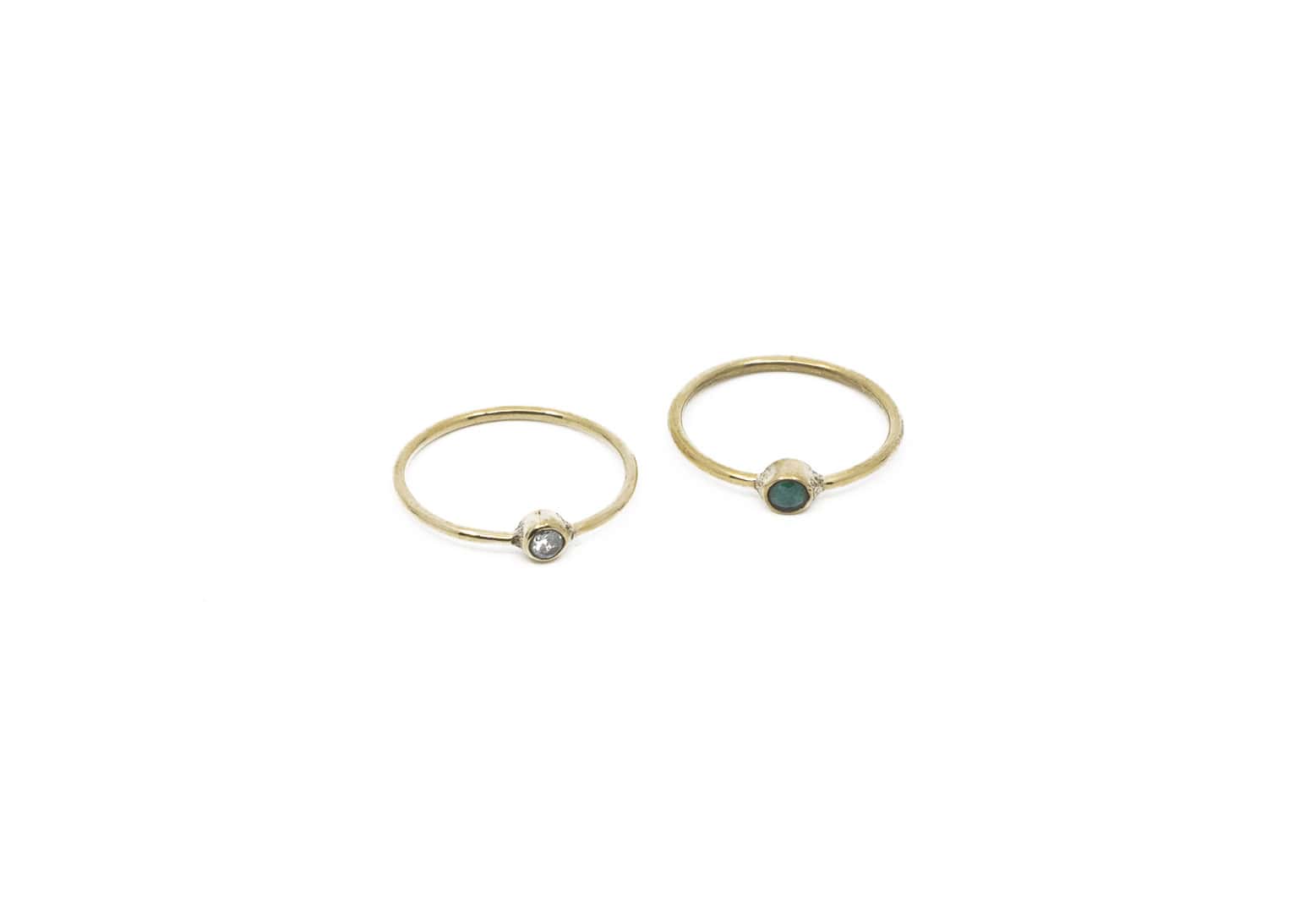 Fingerring aus nickelfreiem Messing mit einem kleinen Heilstein