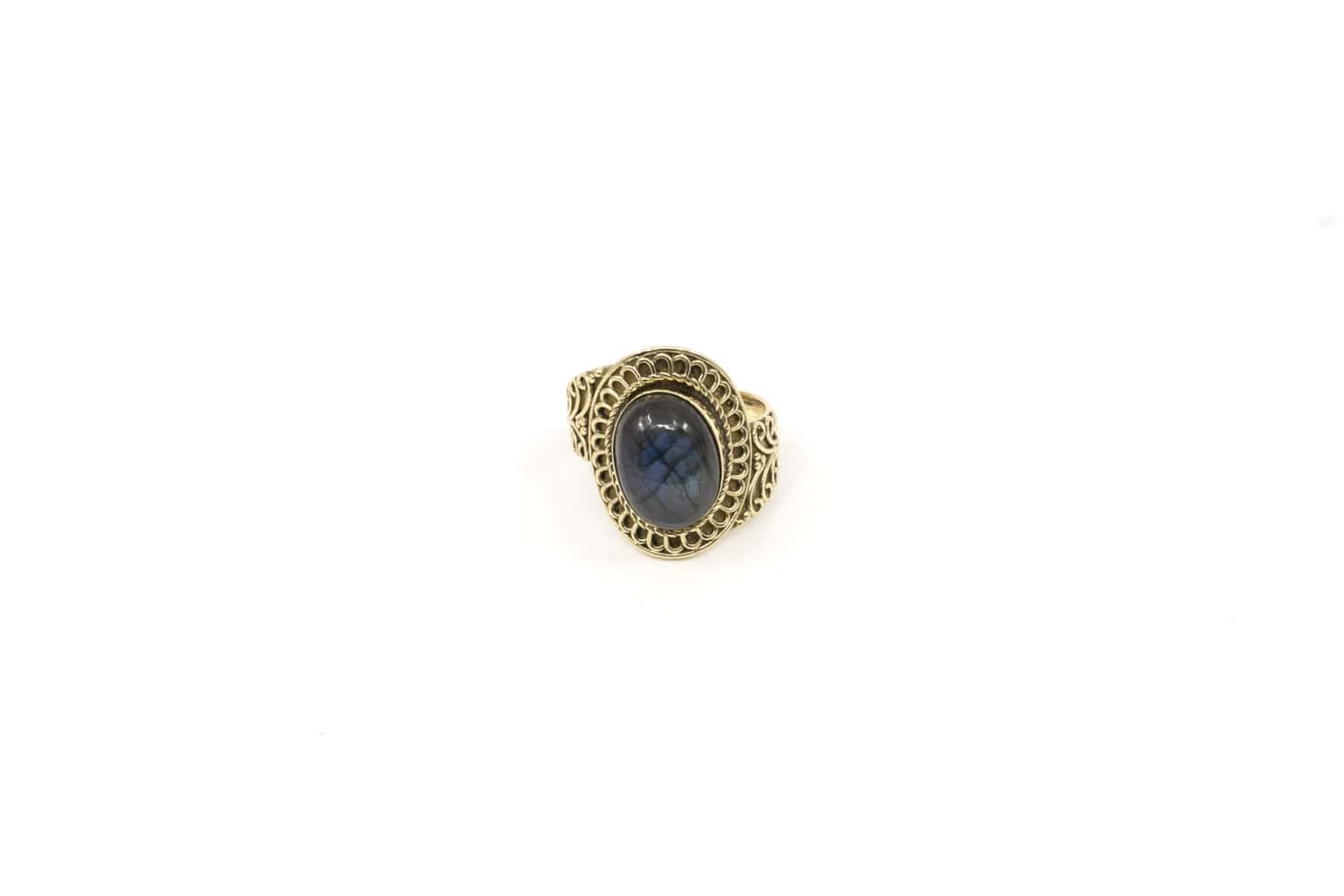 Messing Fingerring mit Labradorit
