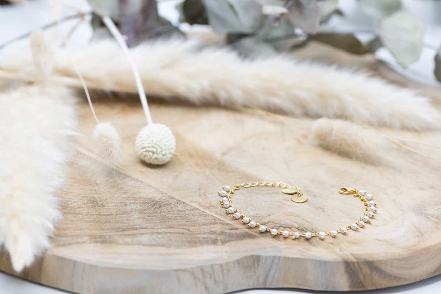 Armband Messing Vergoldet 24k mit Perlen