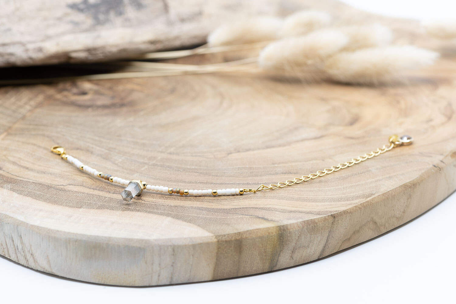 Armband Messing Vergoldet 24k mit Bergkristall Spitze