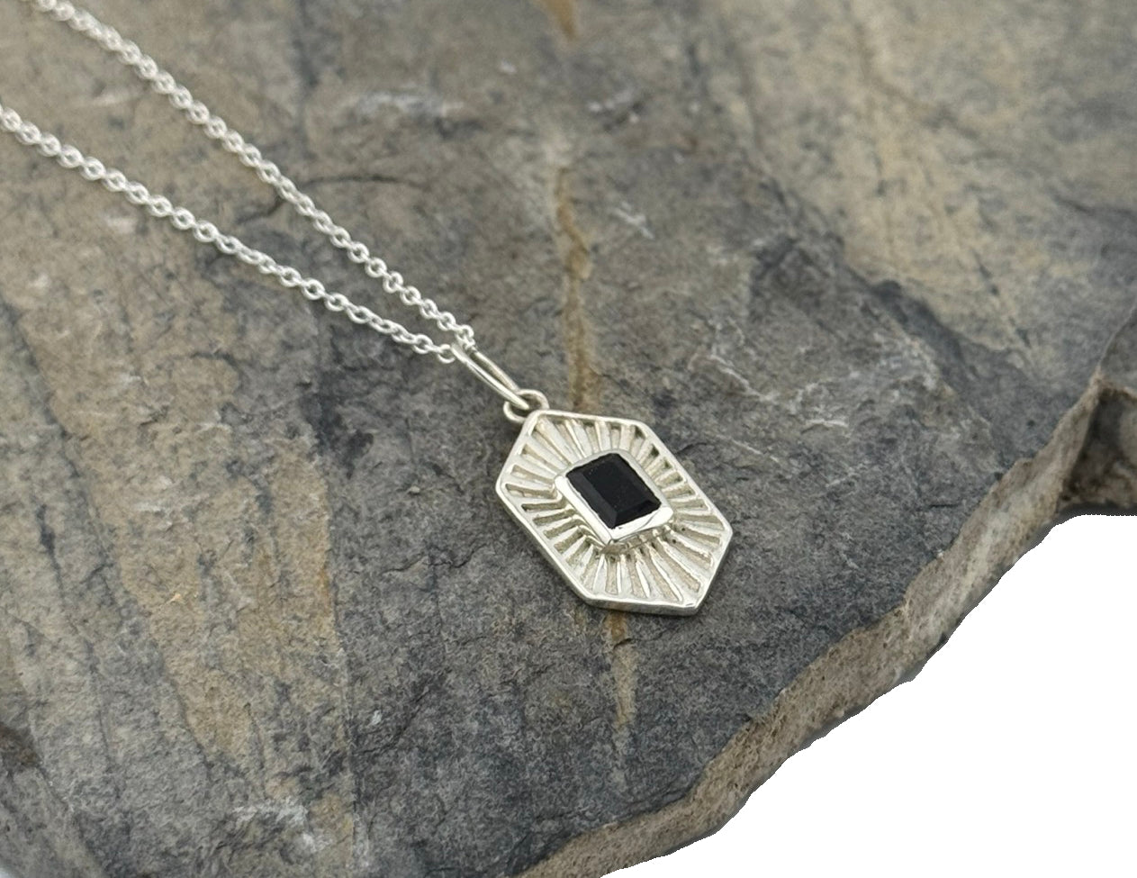 Herren Halskette Silber Onyx