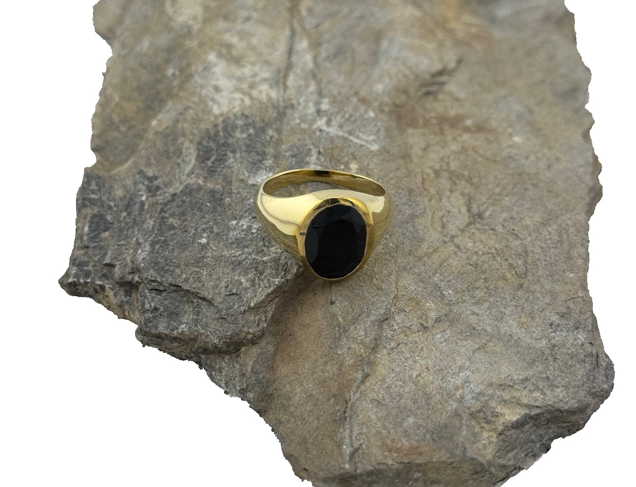 Herrenring Messing Onyx