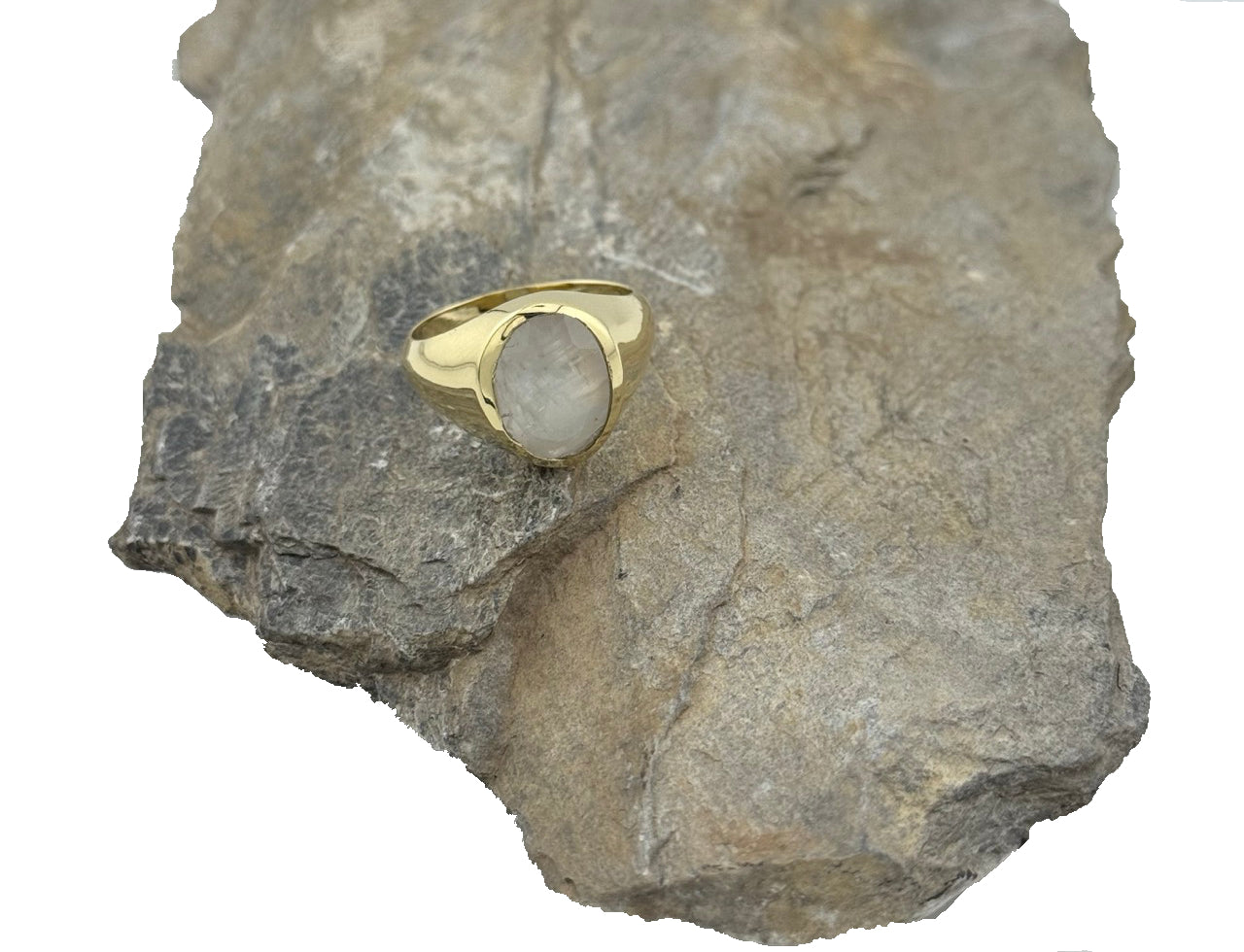 Herrenring Messing Mondstein
