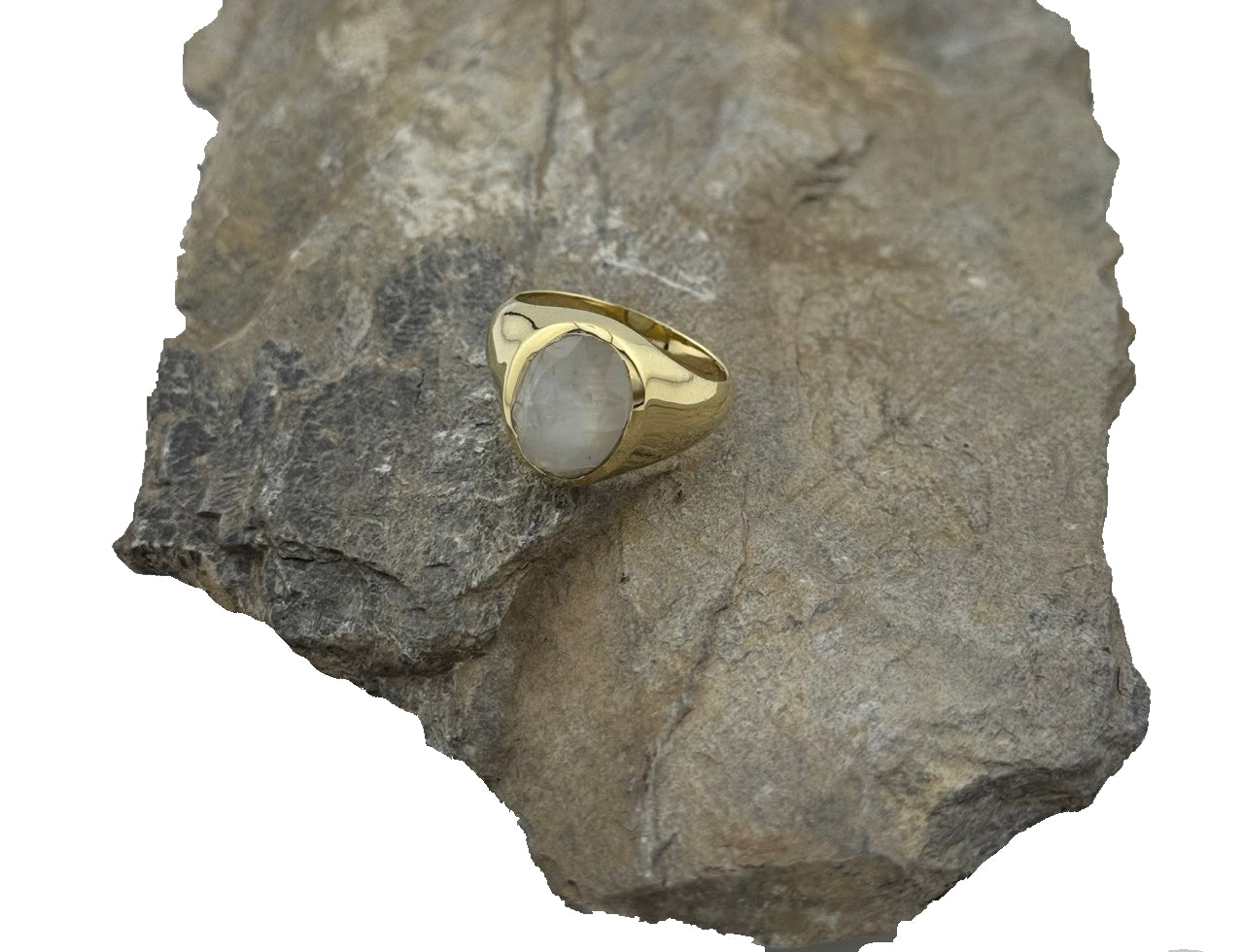 Herrenring Messing Mondstein