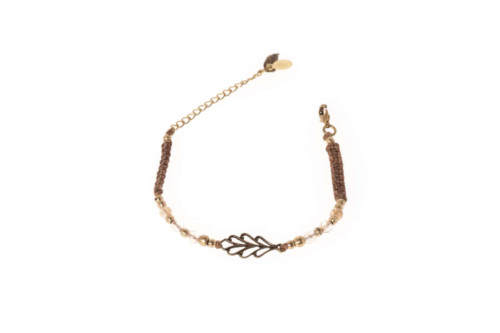 Makramee Armband mit Messing und Halbedelstein Citrin