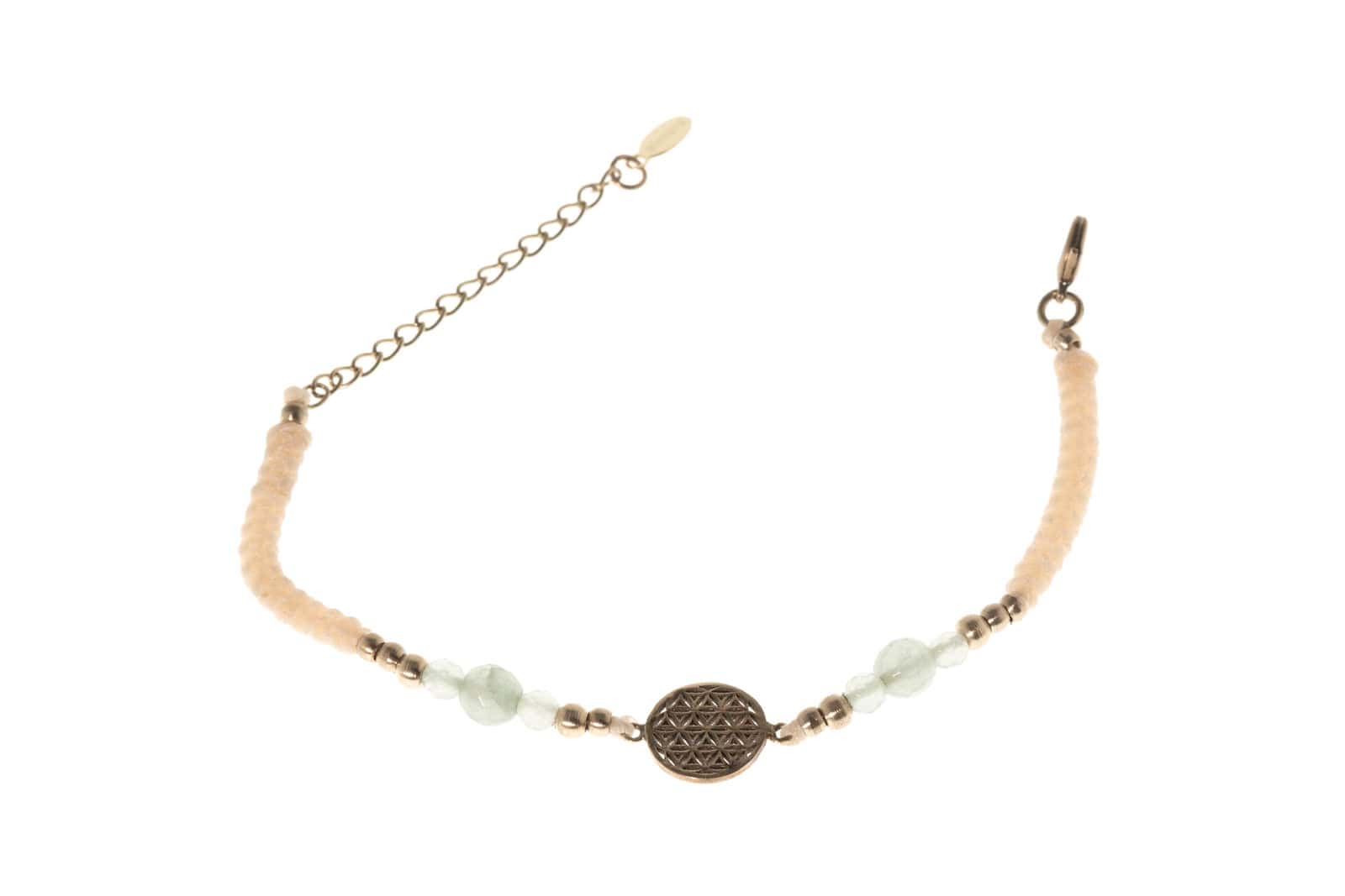 Makramee Armband Blume des Lebens mit Aventurin