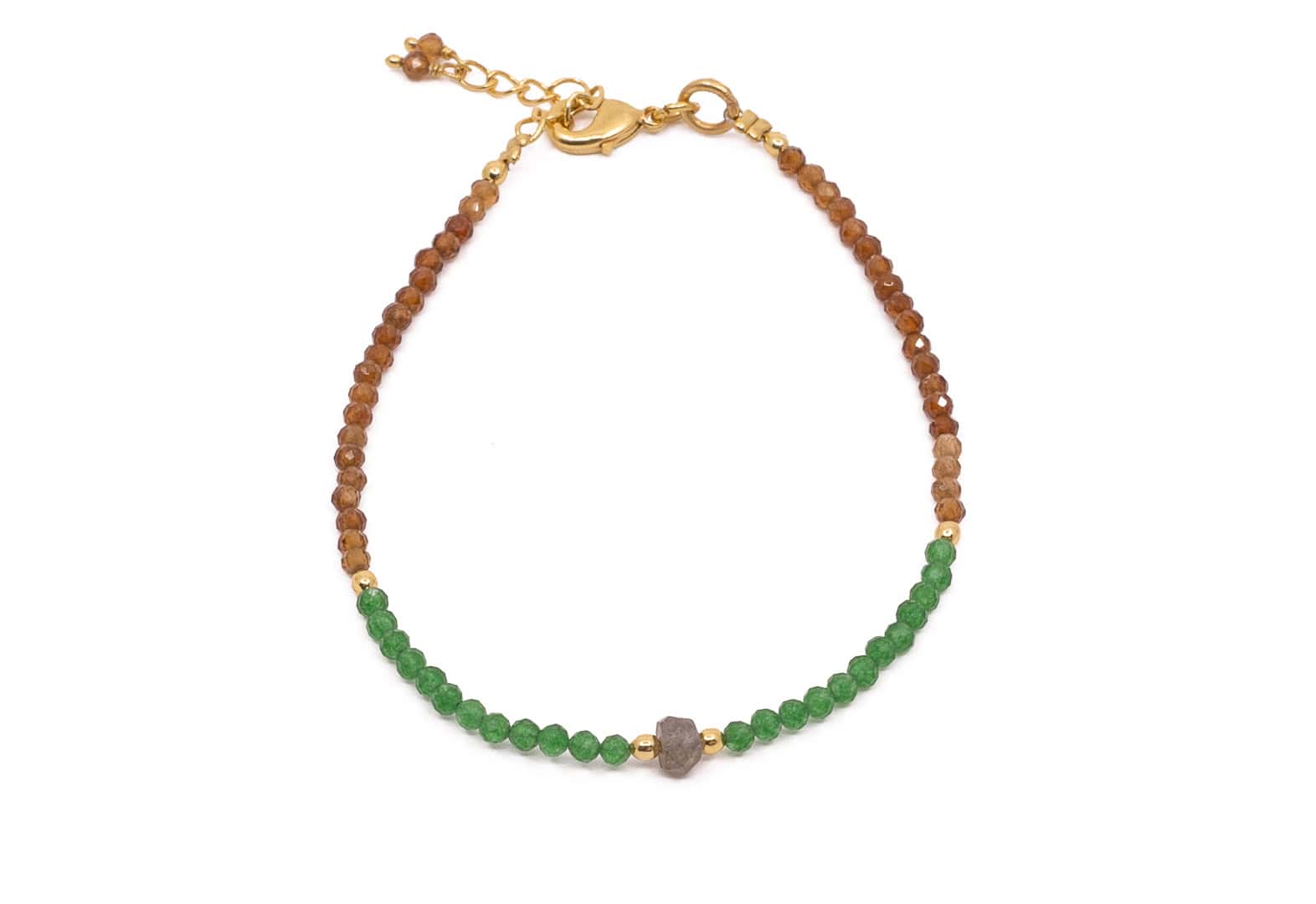 Armband aus Messing Vergoldet mit Halbedelsteinen Citrin, Aventurin und Labradorit