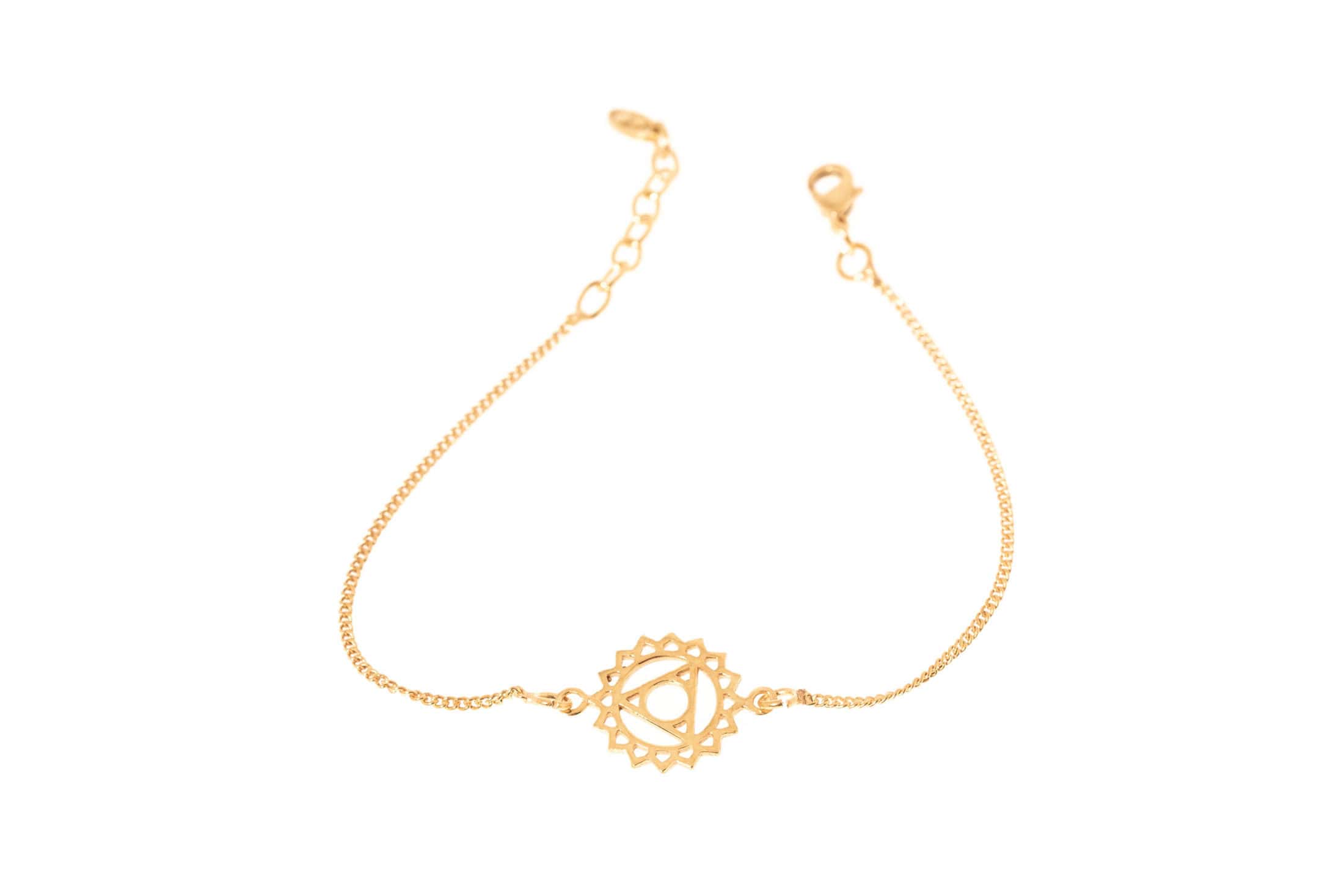 Armkette Messing 24K vergoldet mit Hals-Chakra Symbol