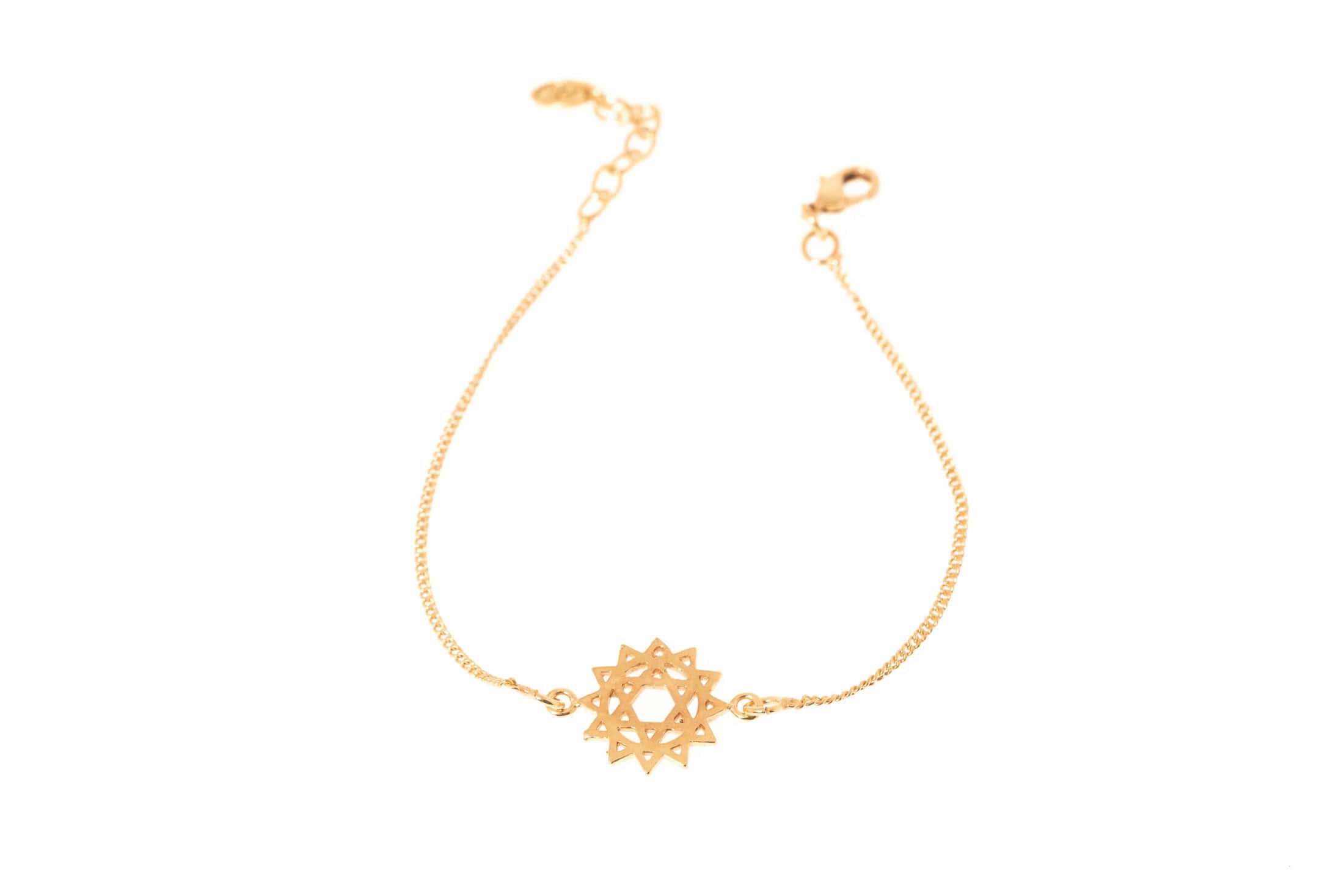 Armkette Messing 24K vergoldet mit Herz-Chakra Symbol