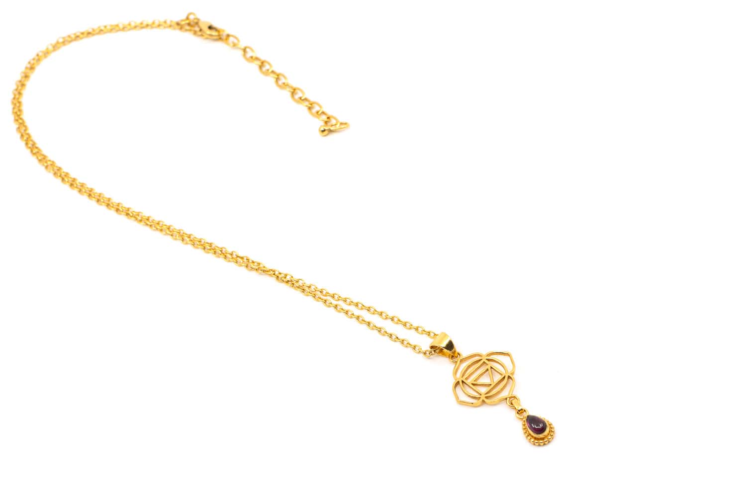 Halskette aus Messing 24k Vergoldet mit dem Wurzel Chakra Symbol