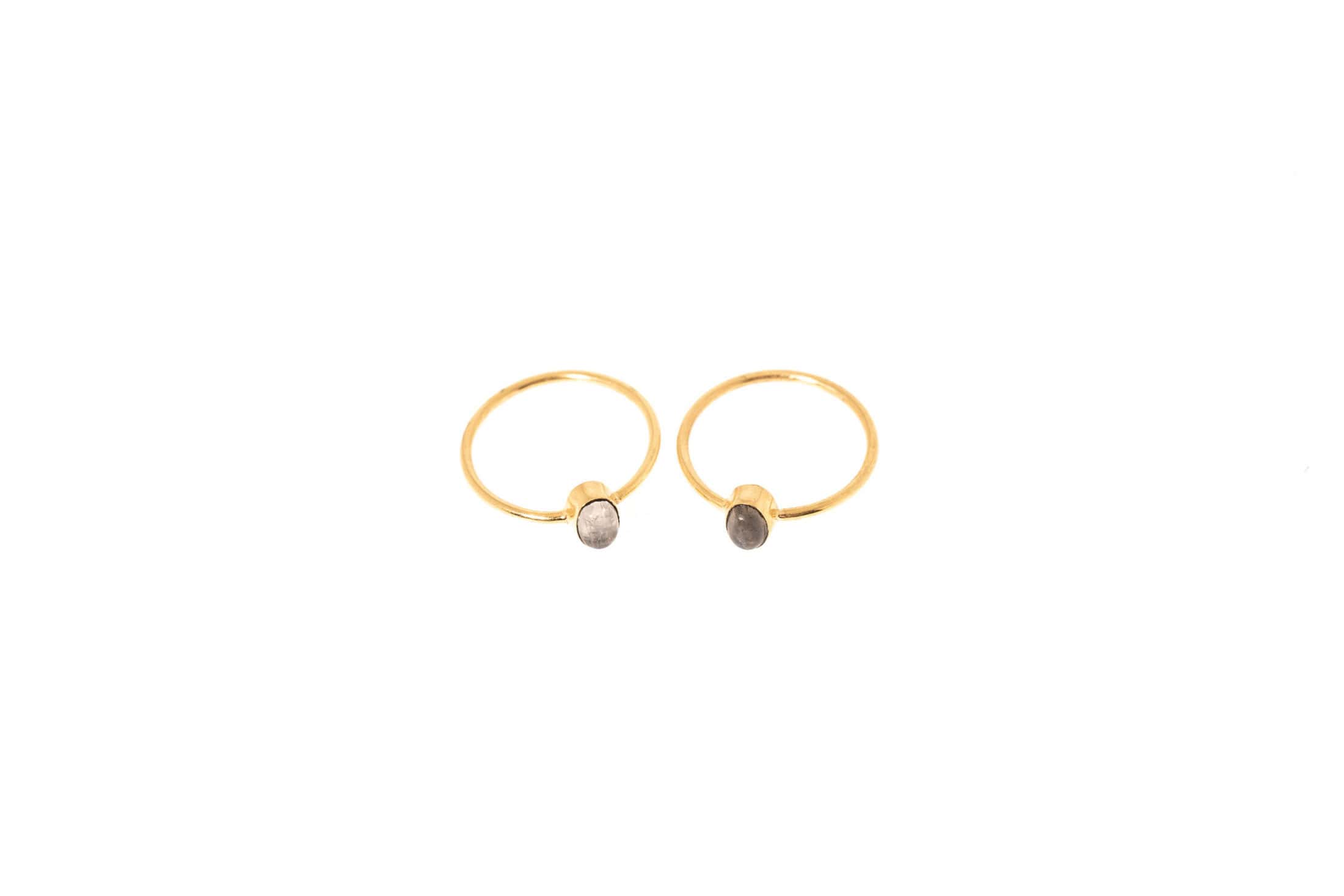 Fingerring aus Messing 24k Vergoldet mit Halbedelstein, in 2 Varianten
