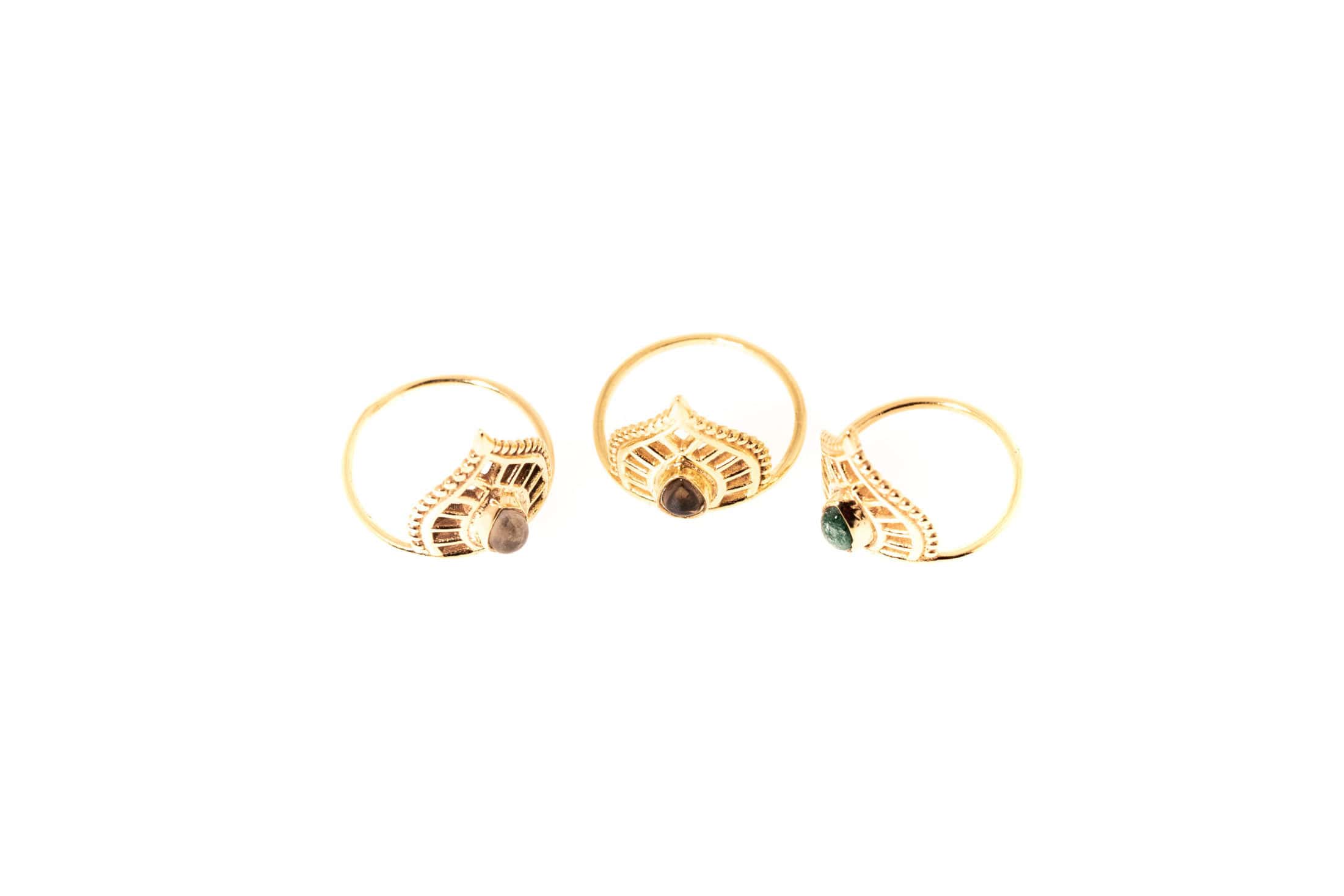 Bague Elara plaquée or avec pierre semi-précieuse