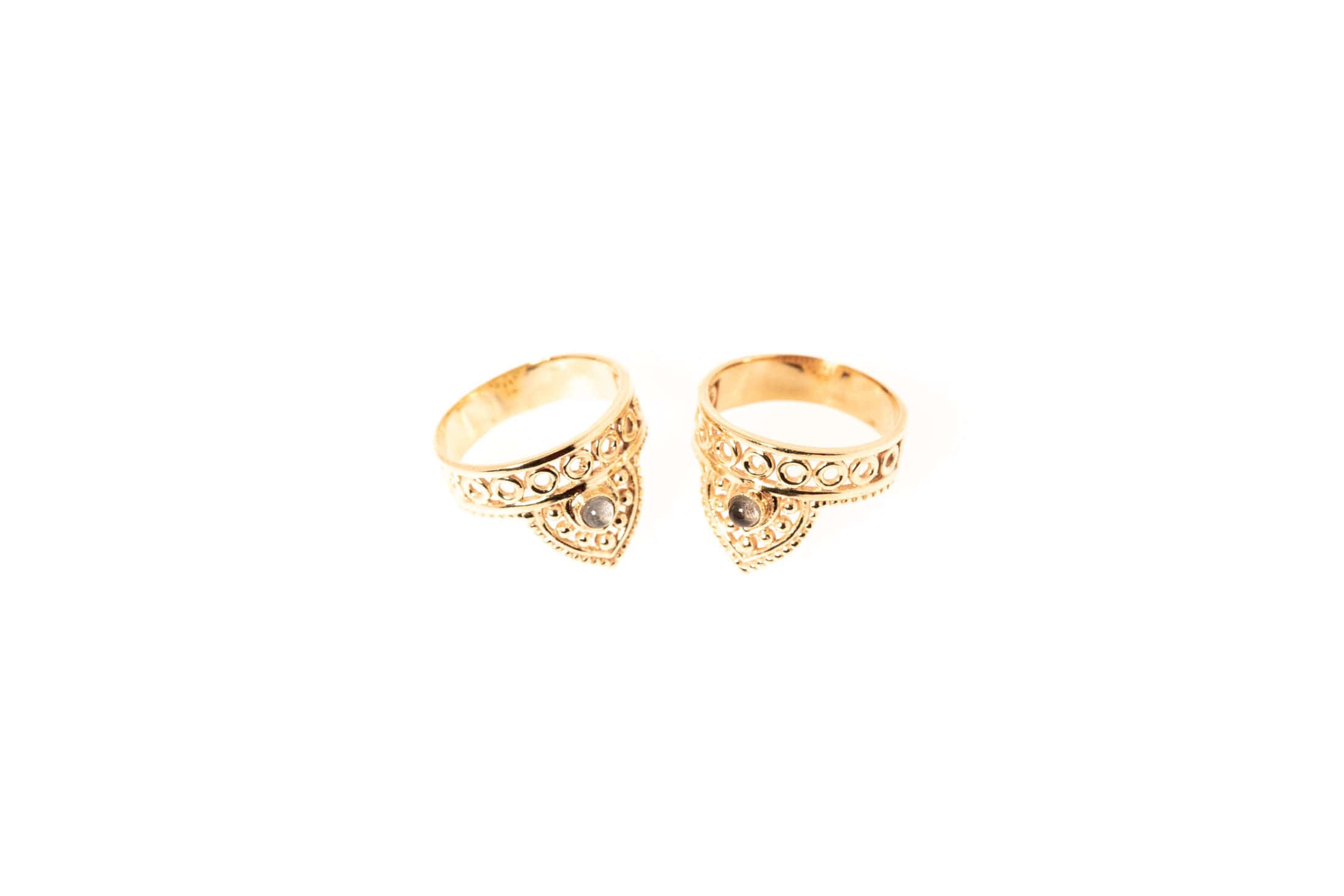 Fingerring aus Messing 24k Vergoldet mit Halbedelstein in zwei Varianten G-R32