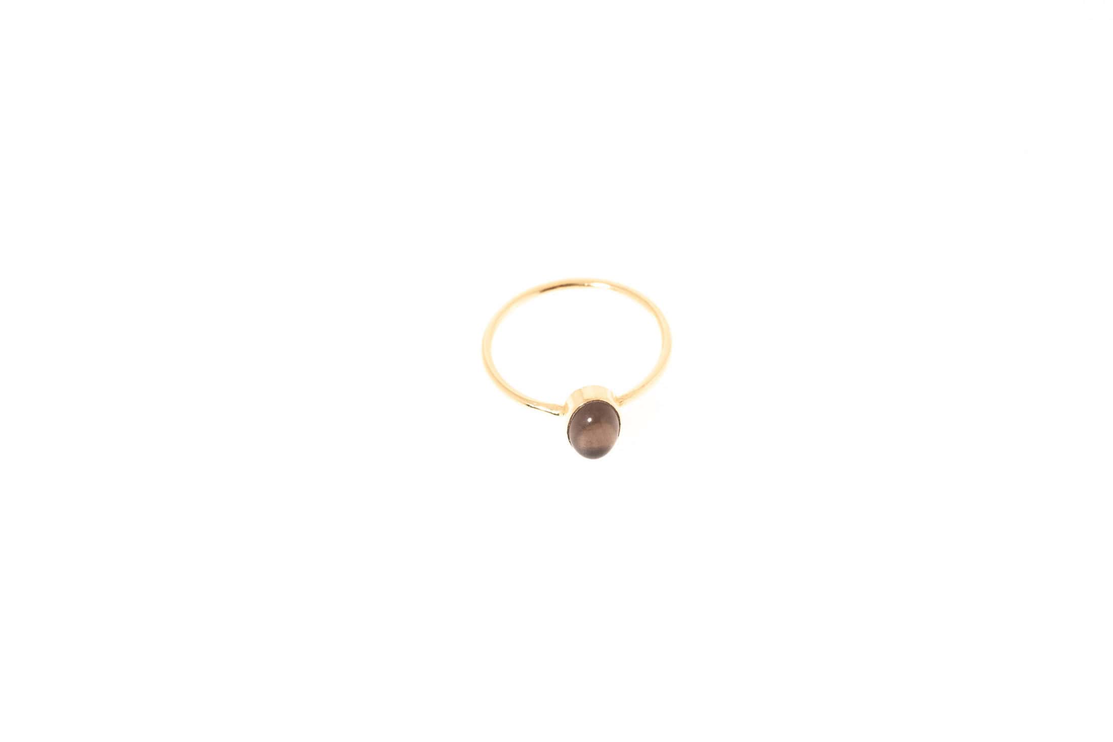 Bague Anima dorée avec quartz rose ou quartz fumé