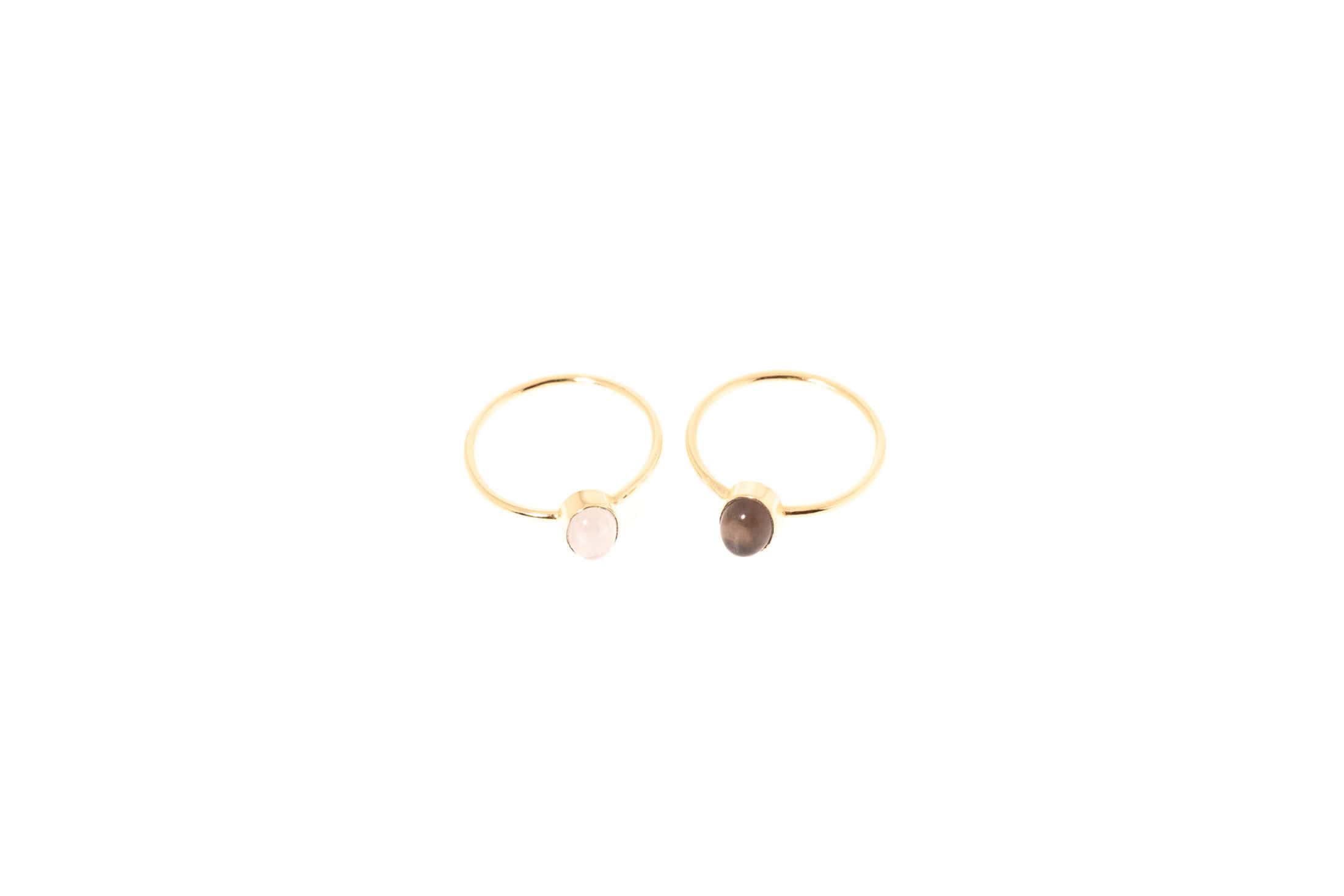 Fingerring aus Messing 24k Vergoldet mit Halbedelstein in zwei Varianten G-R33