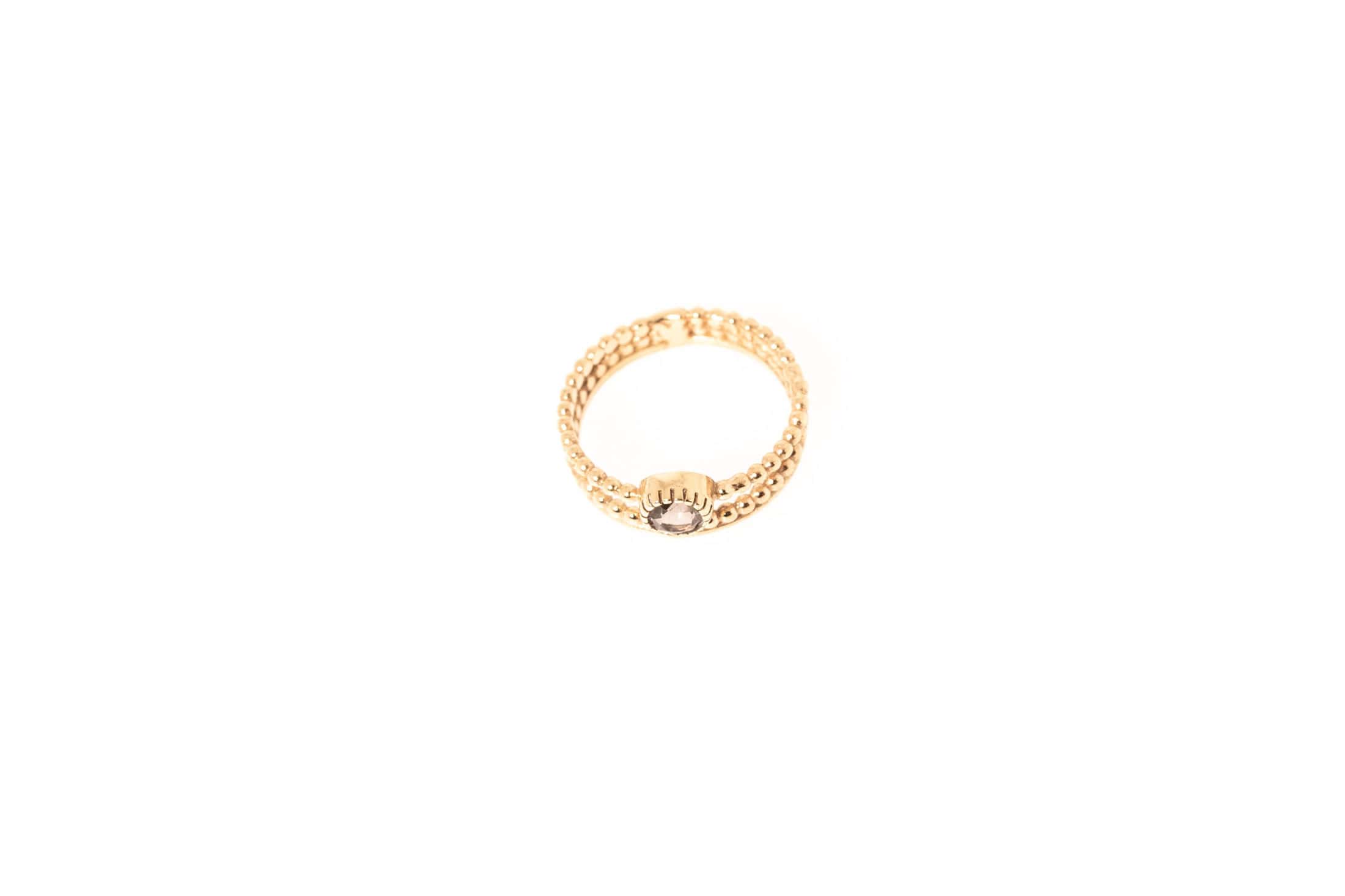 Ring Awen vergoldet mit Rosenquarz oder Rauchquarz