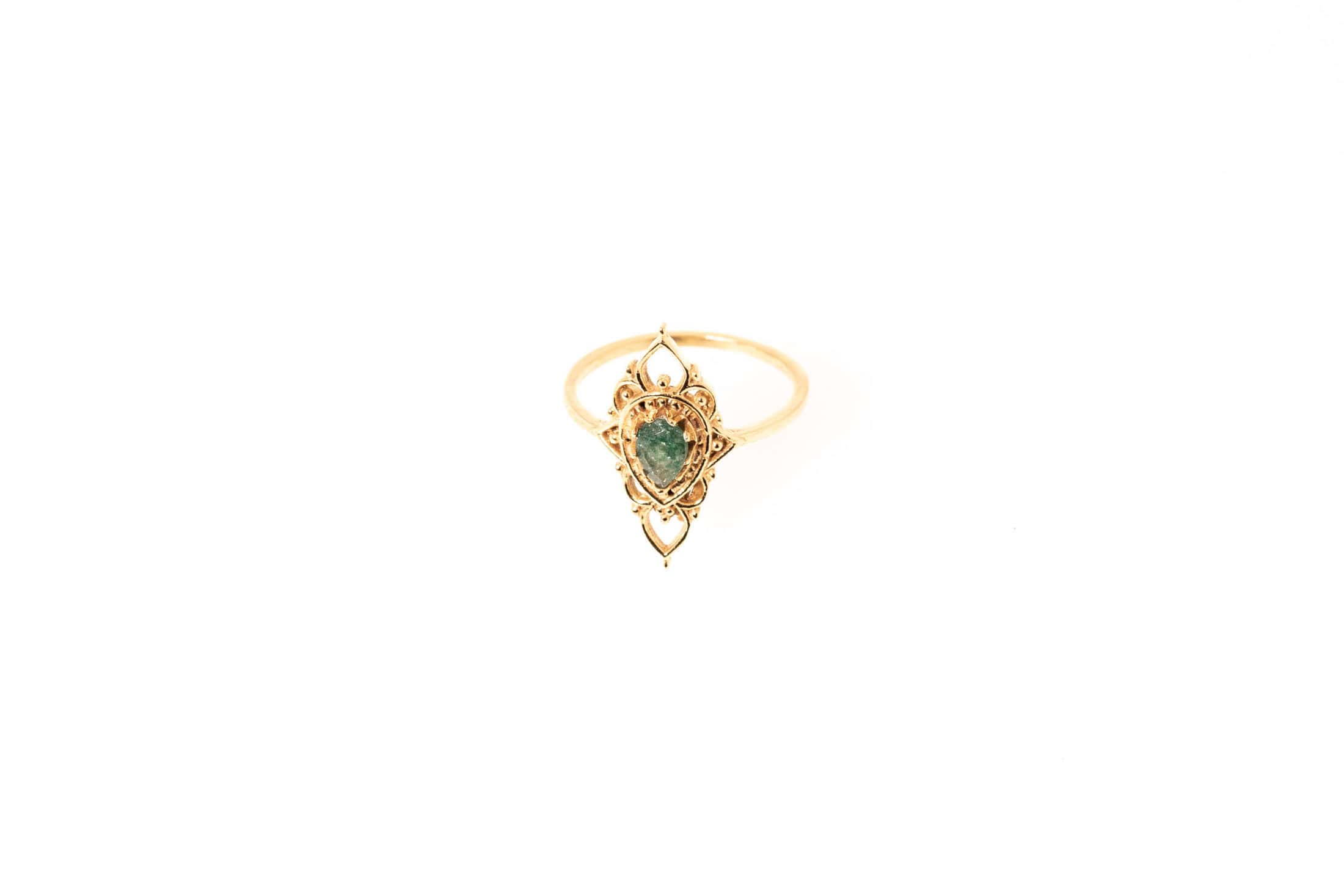 Fingerring aus Messing 24k Vergoldet mit Halbedelstein, in zwei Varianten G-R36-A