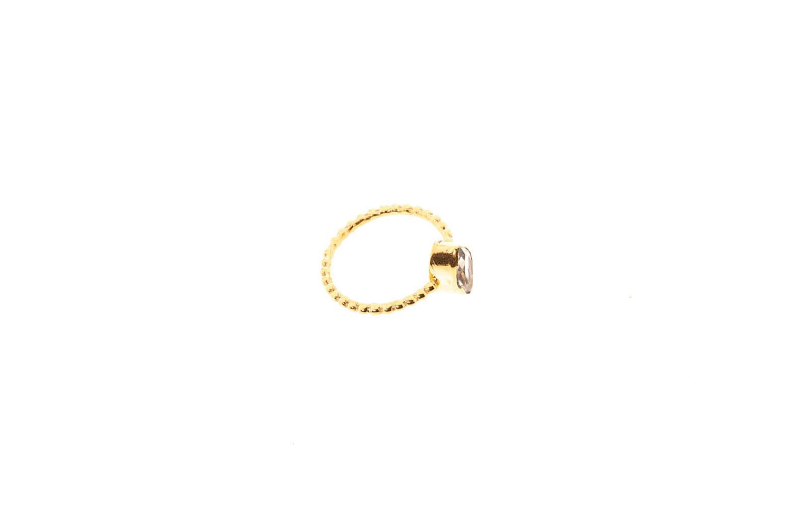 Bague Niara plaquée or 24 carats avec cristal de roche