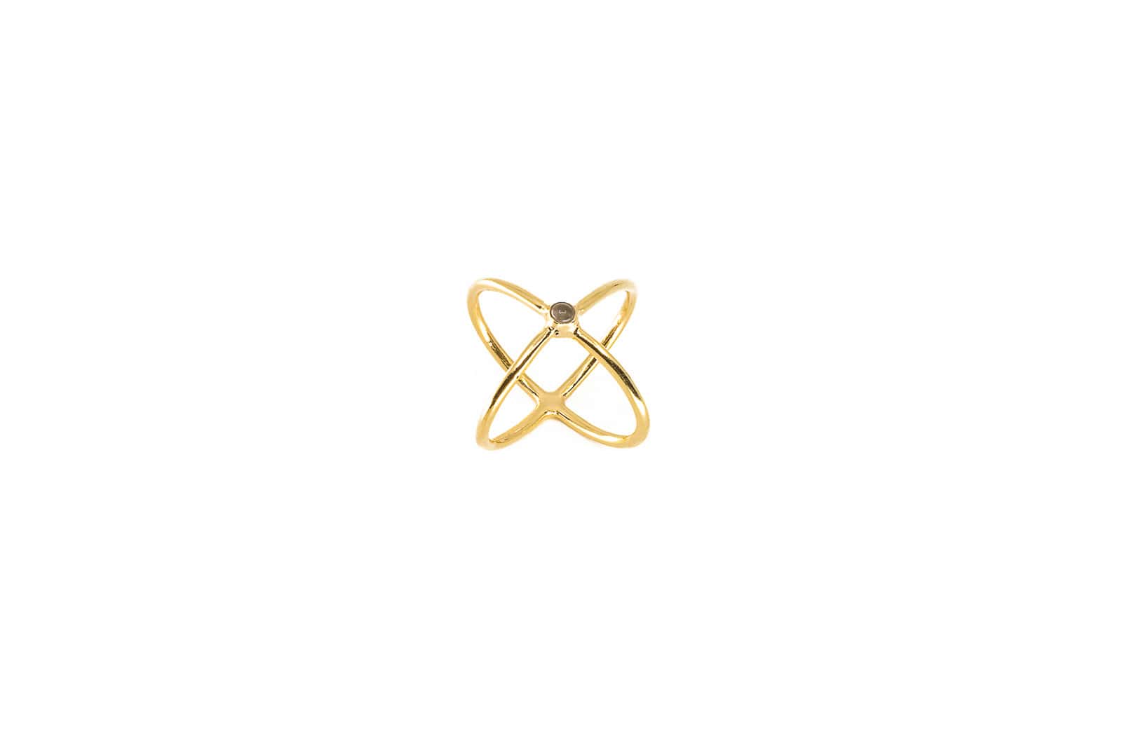 Ring Aura 24k vergoldet mit Halbedelstein