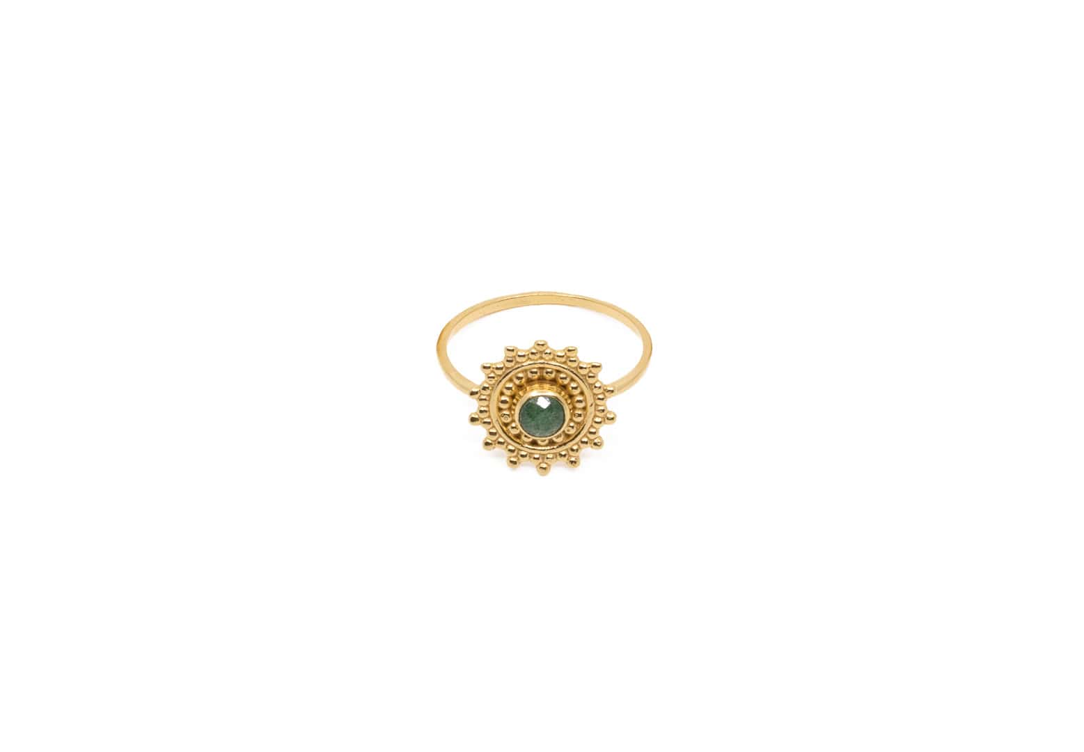 Bague Stella plaquée or 24 carats avec pierre semi-précieuse
