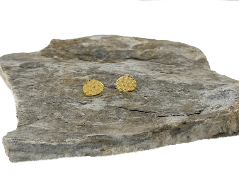 Hammered Circle Studs vergoldet