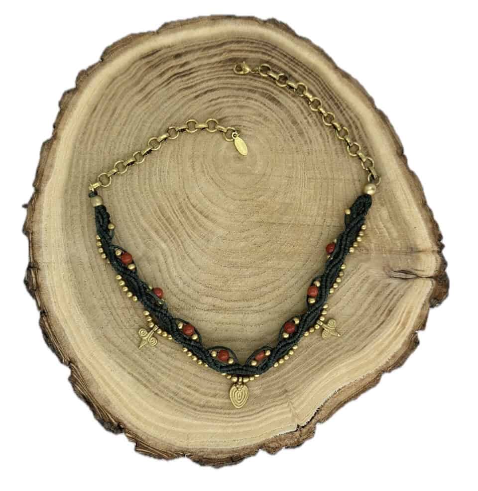 Makramee Choker "Eva Green" mit dem Halbedelstein Roter Jaspis