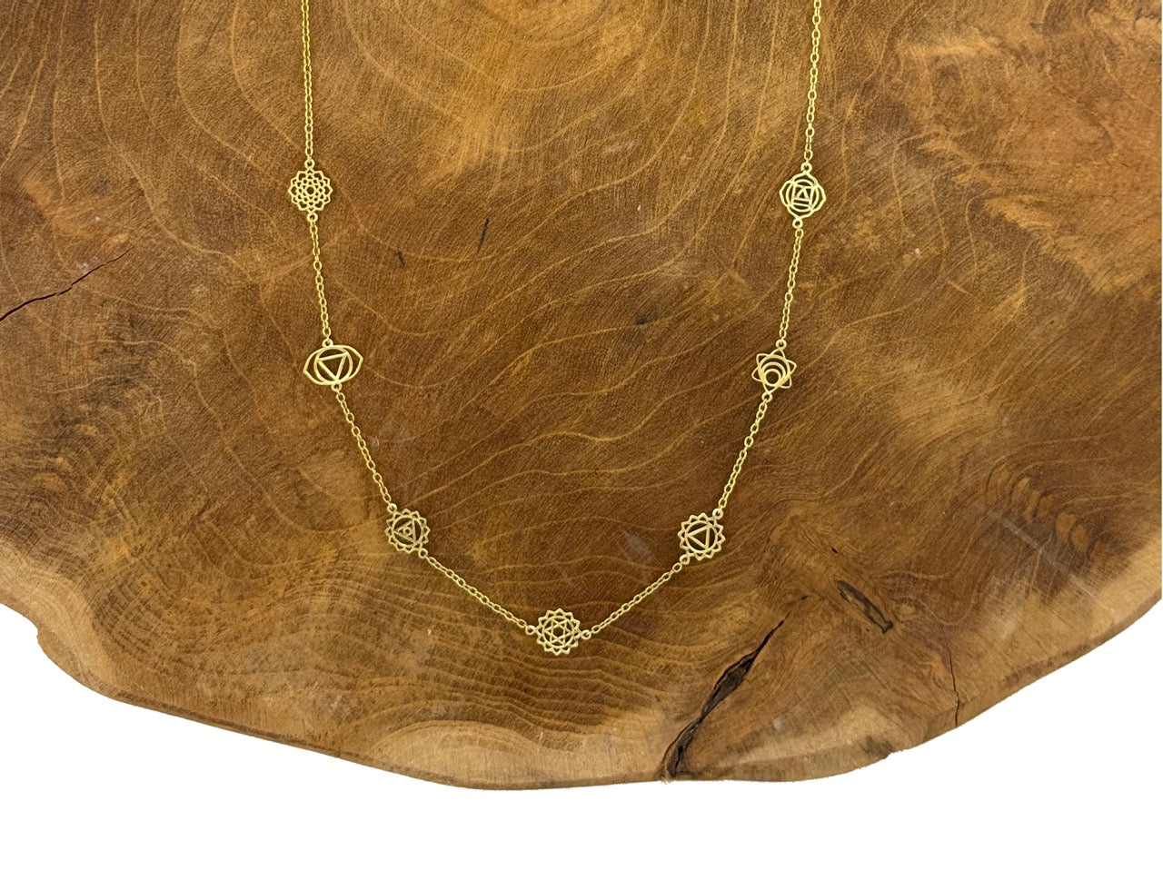 Chakra Kette vergoldet | Spirituelle Halskette mit 7 Chakrasymbolen – Elmare Jewelry