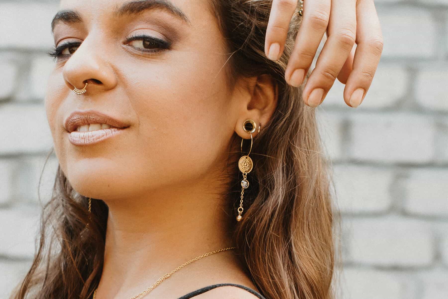 Creolen Ohrring aus Messing 24k vergoldet im Boho-Design