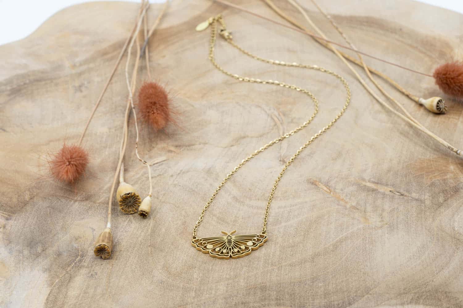 Halskette Butterfly aus rostfreiem Stahl in Gold