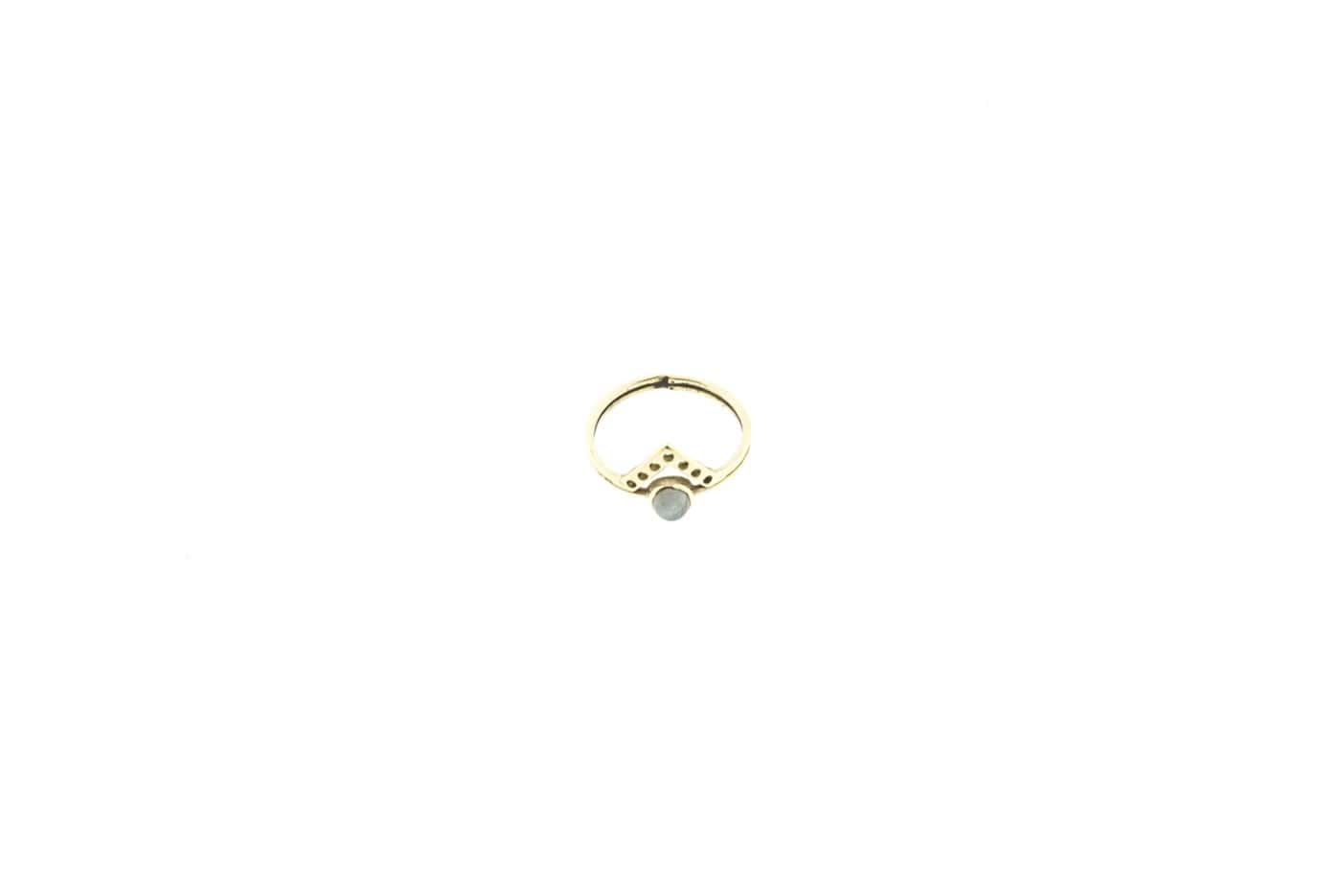 Fingerring aus nickelfreiem Messing mit Labradorit und Mondstein