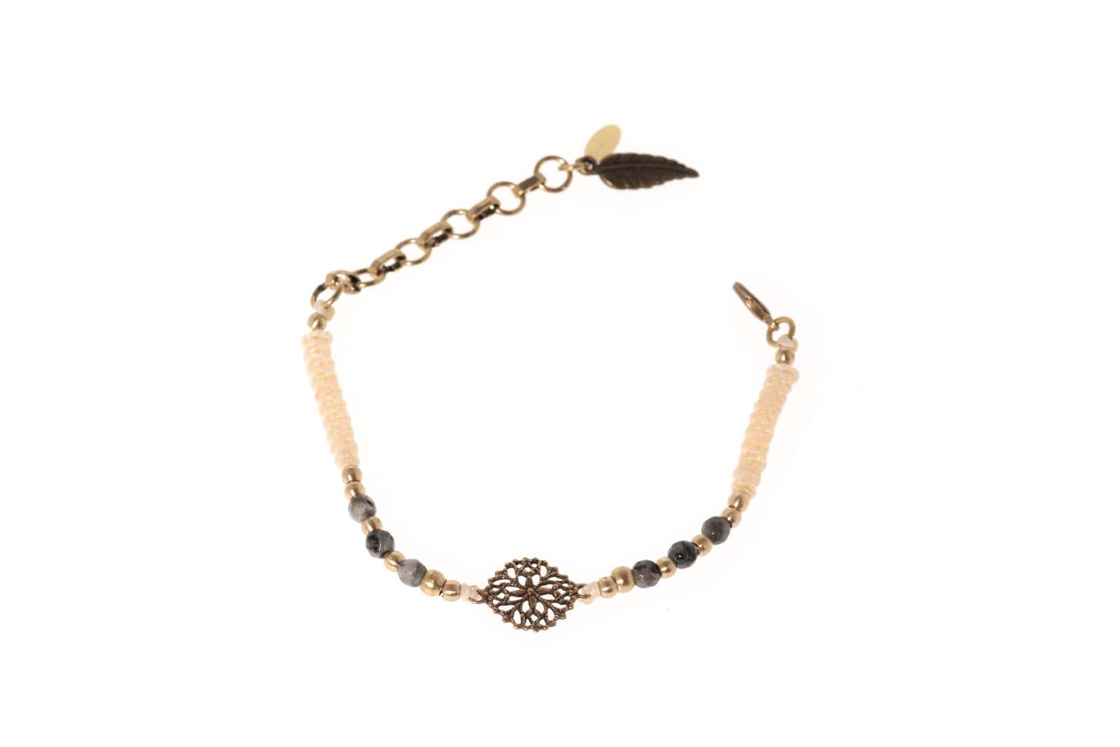 Bracelet Moya en laiton sans nickel avec larvikite