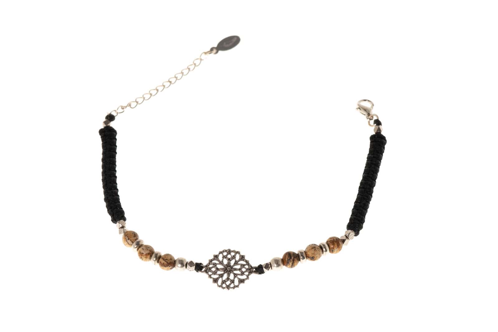 Kela bracelet with jasper in white brass