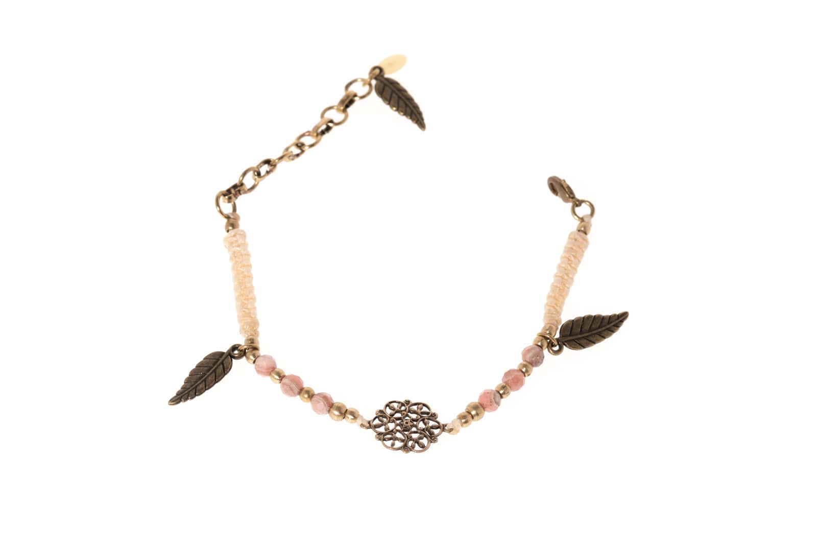 Mara bracelet with rhodochrosite in nickel-free brass