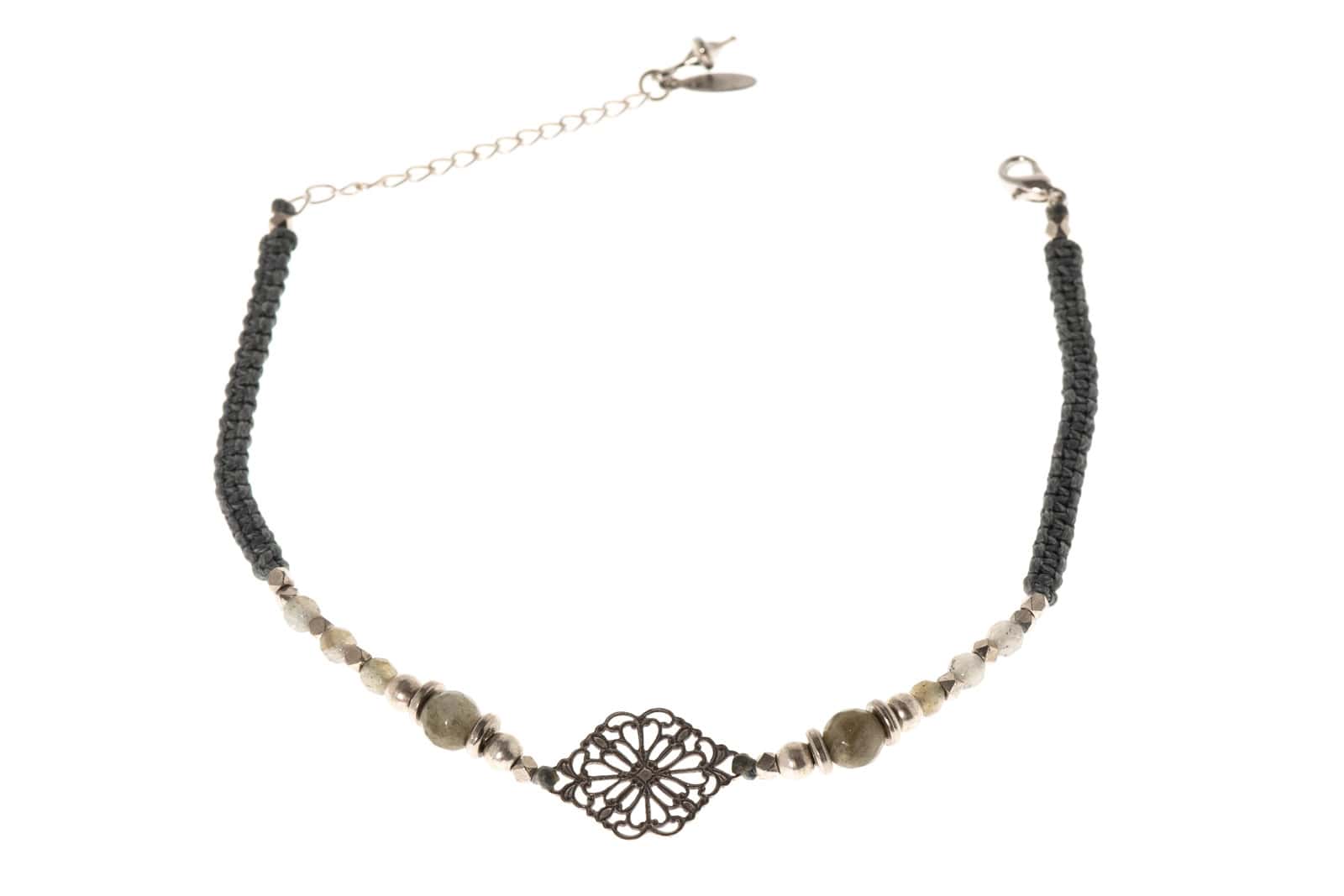 Naia Anklet with Labradorite in White Brass