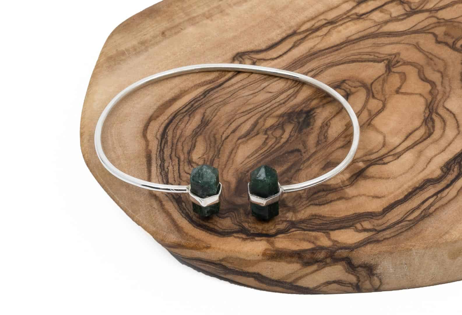Bangle Silber 925 (Sterling Silber) mit Halbedelstein Aventurin