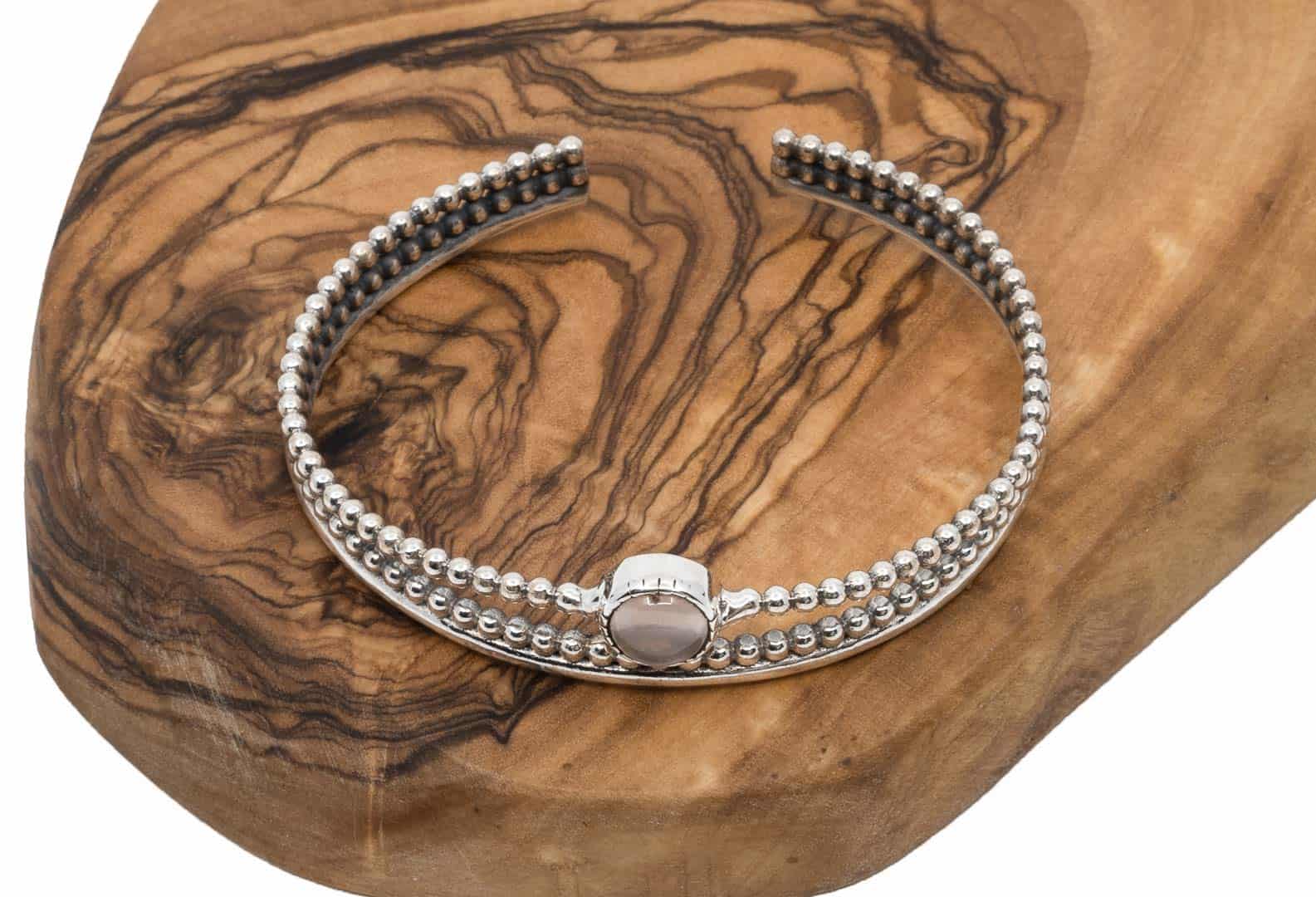 Bangle Silber 925 (Sterling Silber) mit Rosenquarz