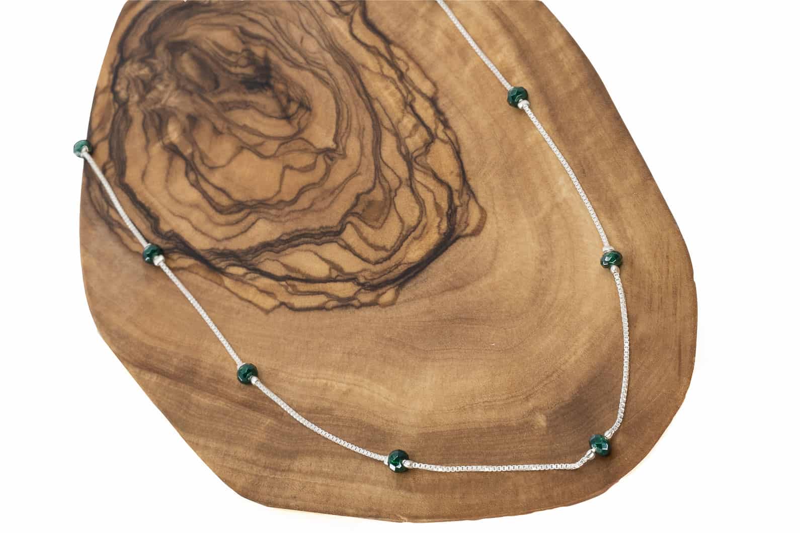 Seriva necklace sterling silver with aventurine or emerald