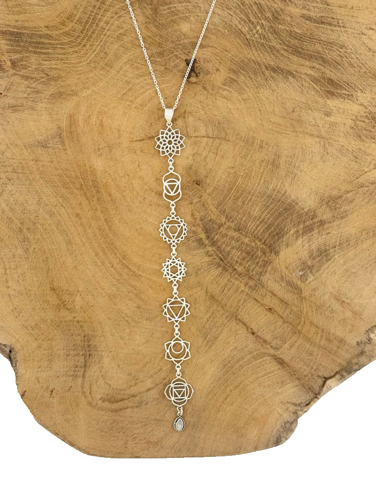 Halskette aus Silber 925 mit den 7 Chakra Symbolen