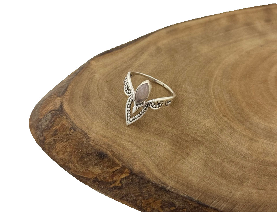 Silberner Ring Rosenquarz Rauchquarz