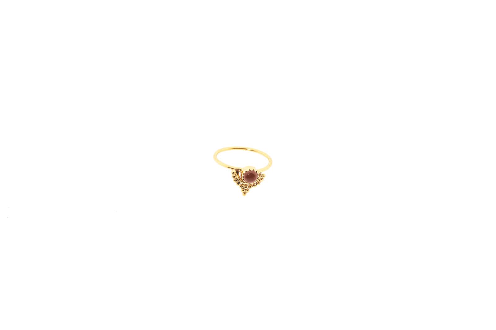 Fingerring aus Messing 24k Vergoldet mit dem Halbedelstein Roter Jaspis G-R39-RJ