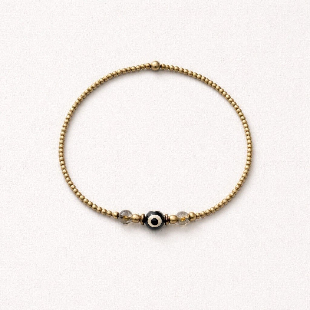 Bracelet de perles Eze en laiton sans nickel avec quartz fumé