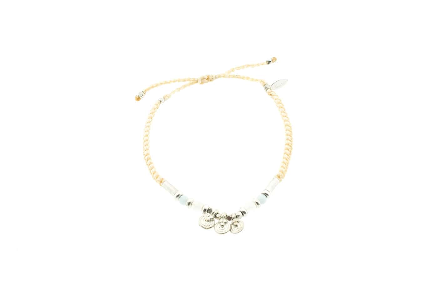 Makramee Armband Naia mit Mondstein und Aquamarin