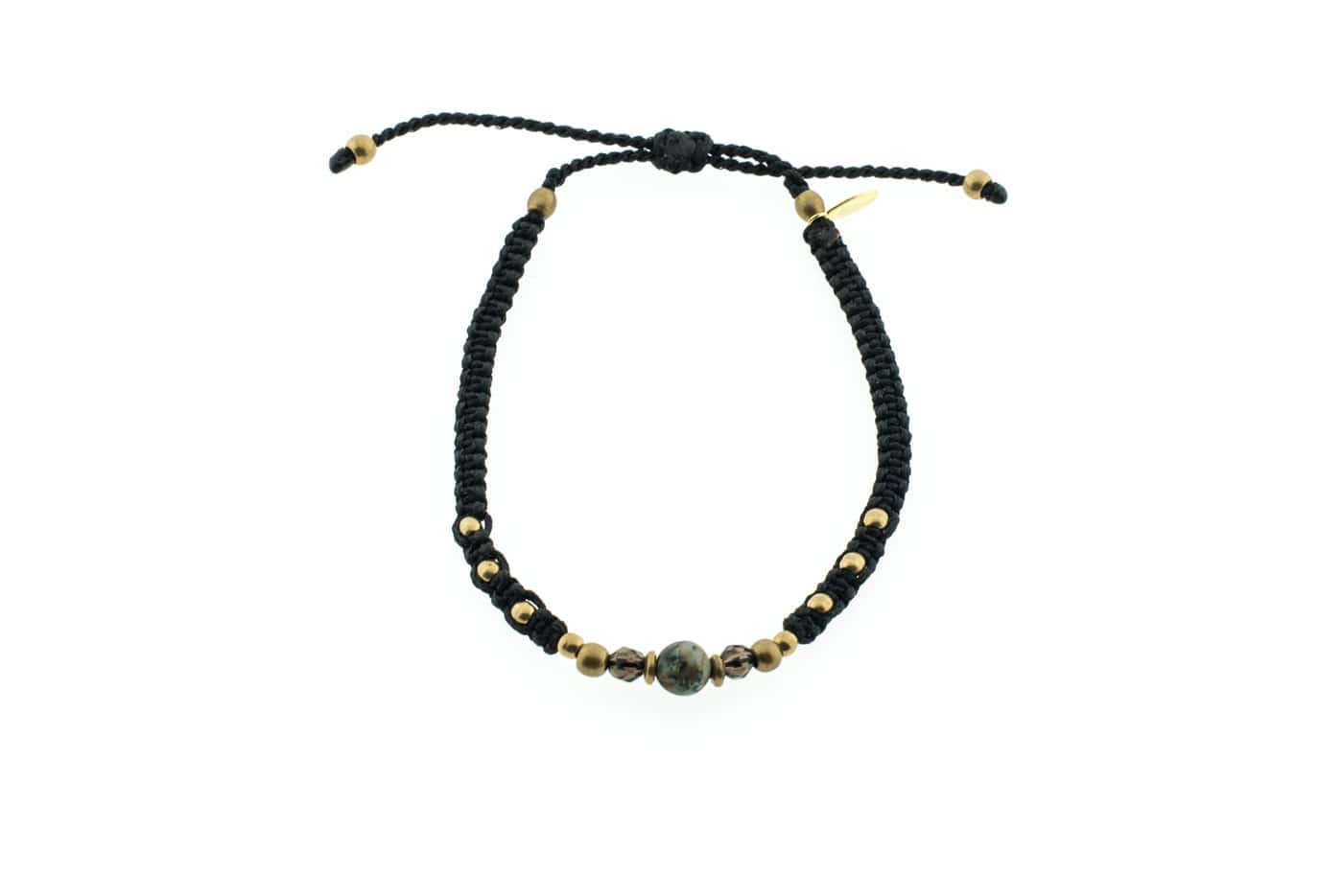 Makramee Armband Nila mit Afrikanischem Türkis und Rauchquarz