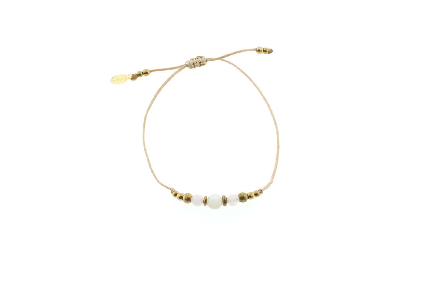 Bracelet macramé Simplicity avec pierre de lune et quartz rose