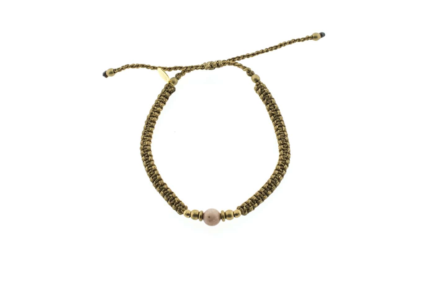Makramee Armband Selene mit Rosa Mondstein