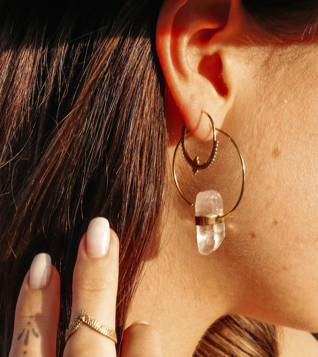 Creole Clarity 24k gold-plated with rock crystal