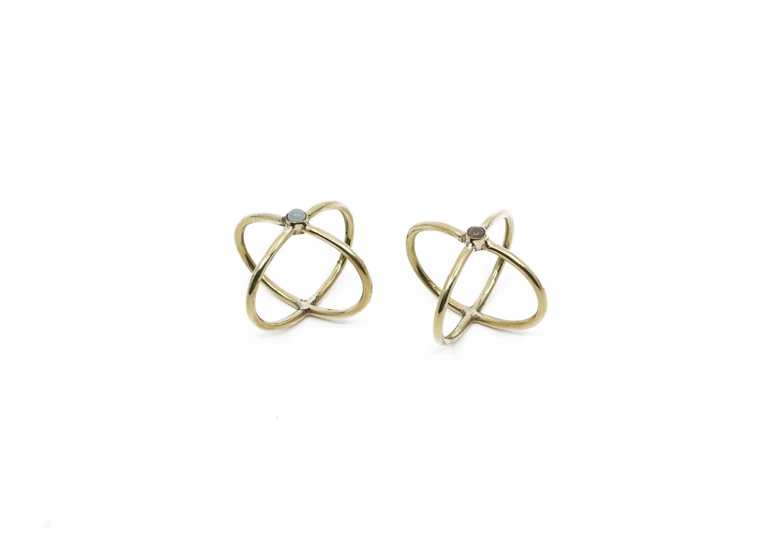 Fingerring aus nickelfreiem Messing mit zwei Heilstein Varianten