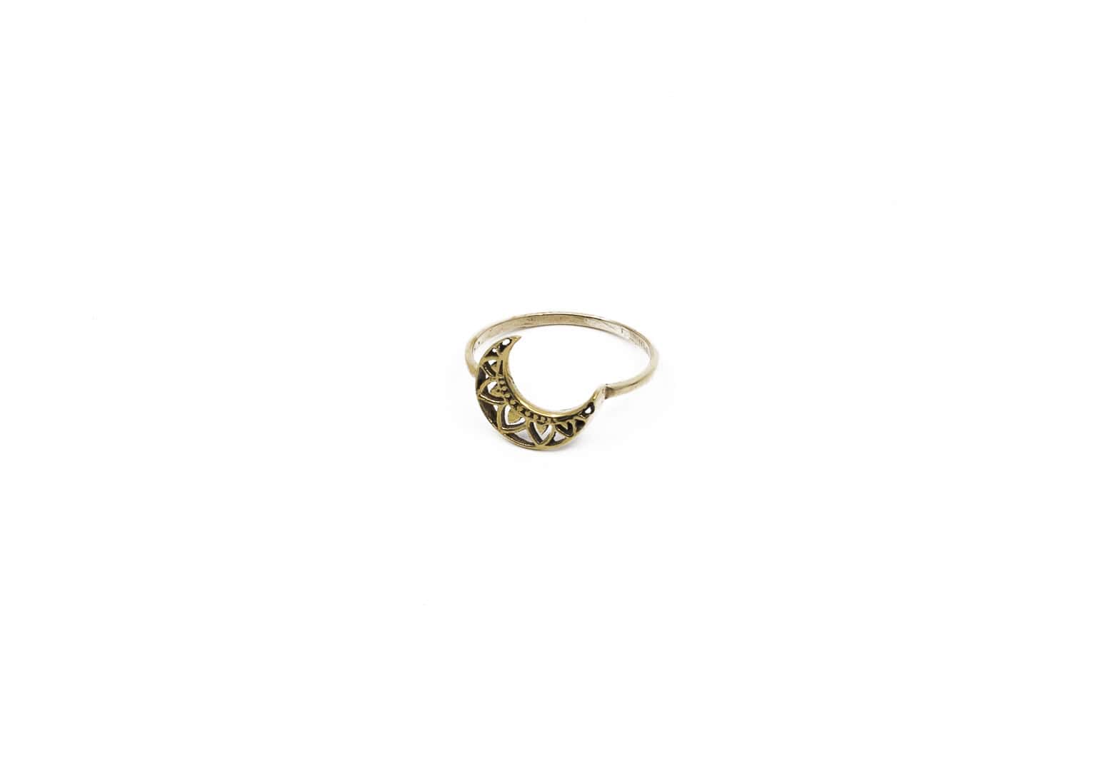 Fingerring aus nickelfreiem Messing mit Halbmond